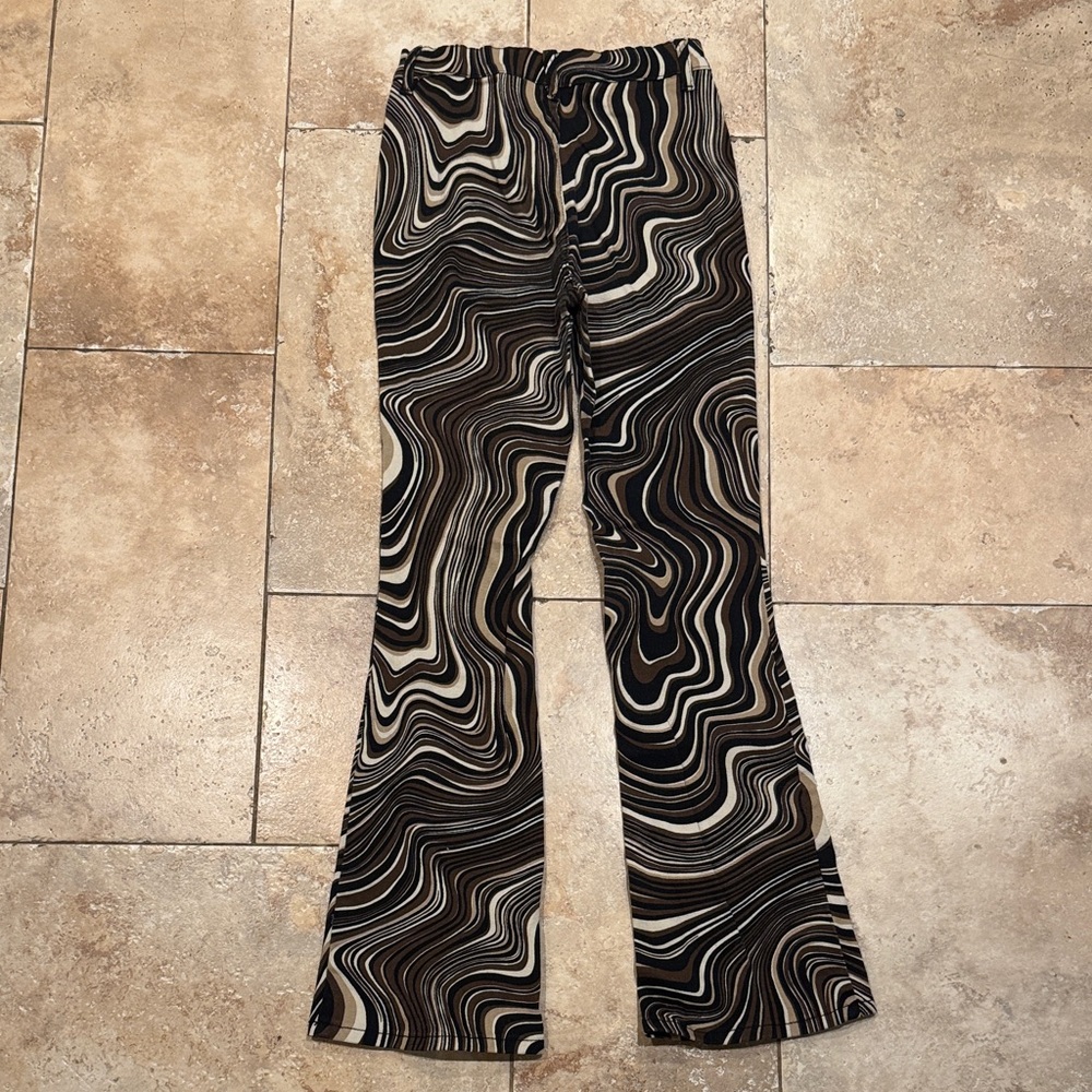 Motel Rocks Swirl Pattern Flared Pants - Size Small - Picture 3 of 3